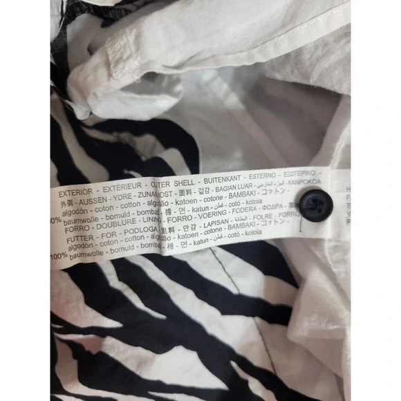 ZARA Poplin Long Sleeve Tunic Top Black Zebra Print Pockets Women's Size Large - Picture 13 of 13